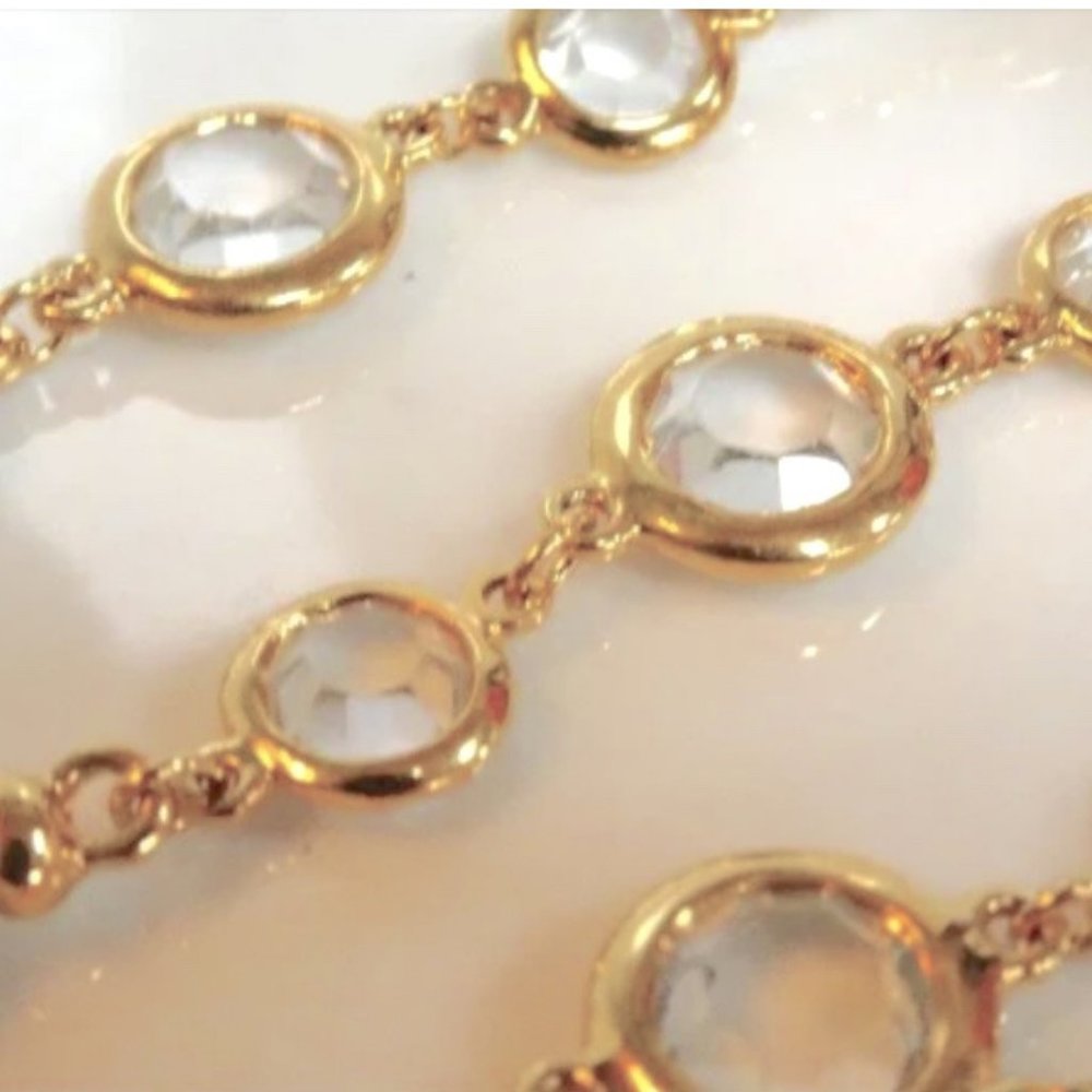 Vintage ST JOHN Gold Plated Crystal Sautoir Long Necklace